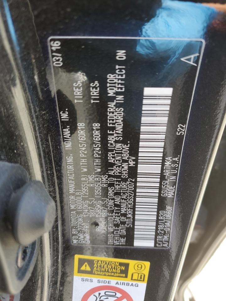 5TDJKRFH3GS270072 2016 Toyota Highlander Xle