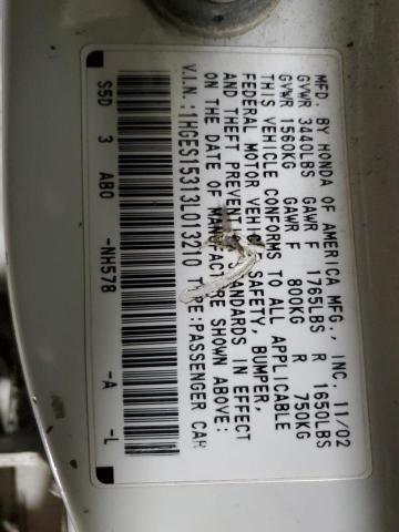 2003 Honda Civic Dx VIN: 1HGES15313L013210 Lot: 58395904