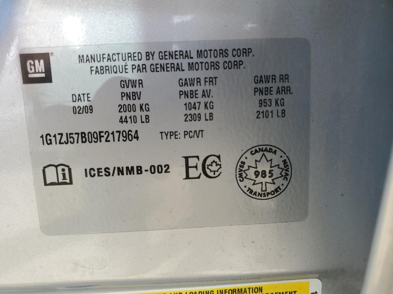 1G1ZJ57B09F217964 2009 Chevrolet Malibu 2Lt