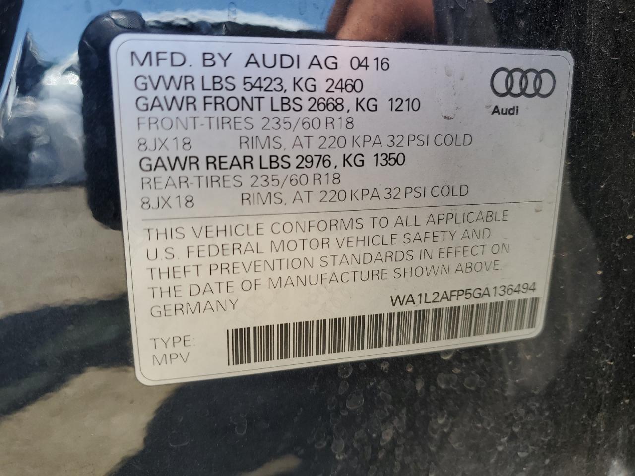 WA1L2AFP5GA136494 2016 Audi Q5 Premium Plus