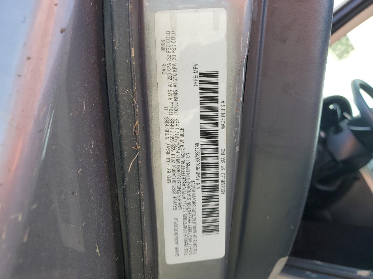 4S4BP61C697325798 2009 Subaru Outback 2.5I