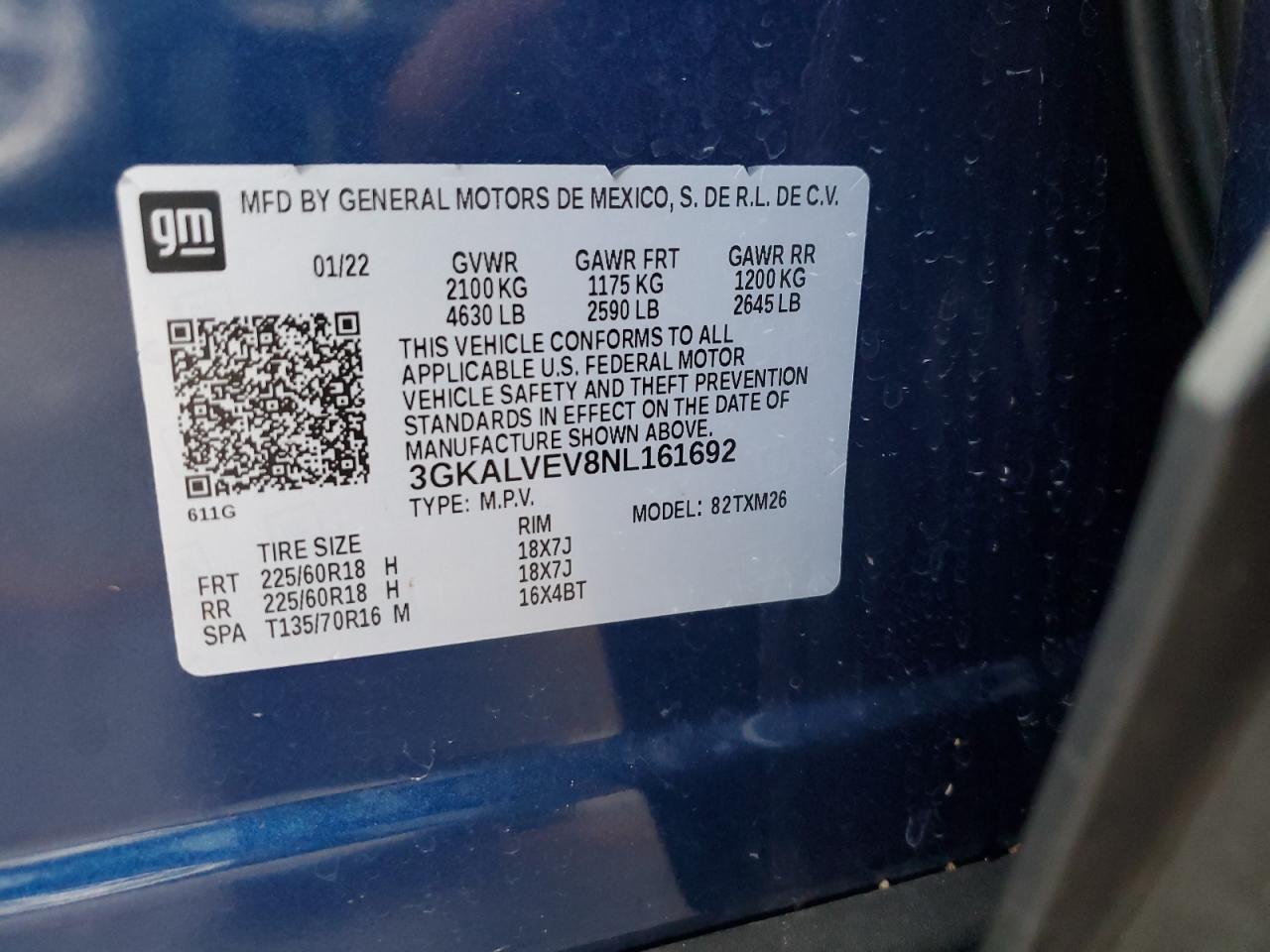 3GKALVEV8NL161692 2022 GMC Terrain Slt