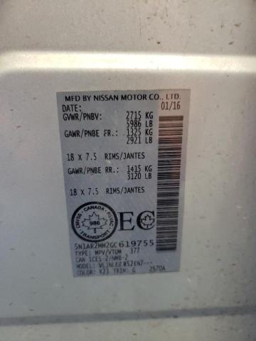 2016 Nissan Pathfinder S VIN: 5N1AR2MM2GC619755 Lot: 58599154