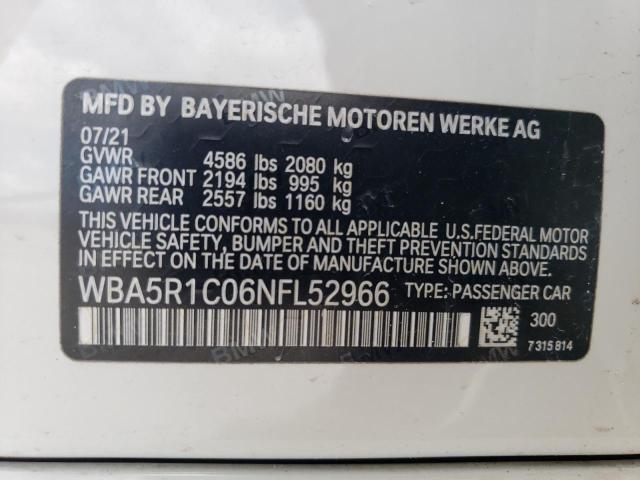 2022 BMW 330I VIN: WBA5R1C06NFL52966 Lot: 56650994