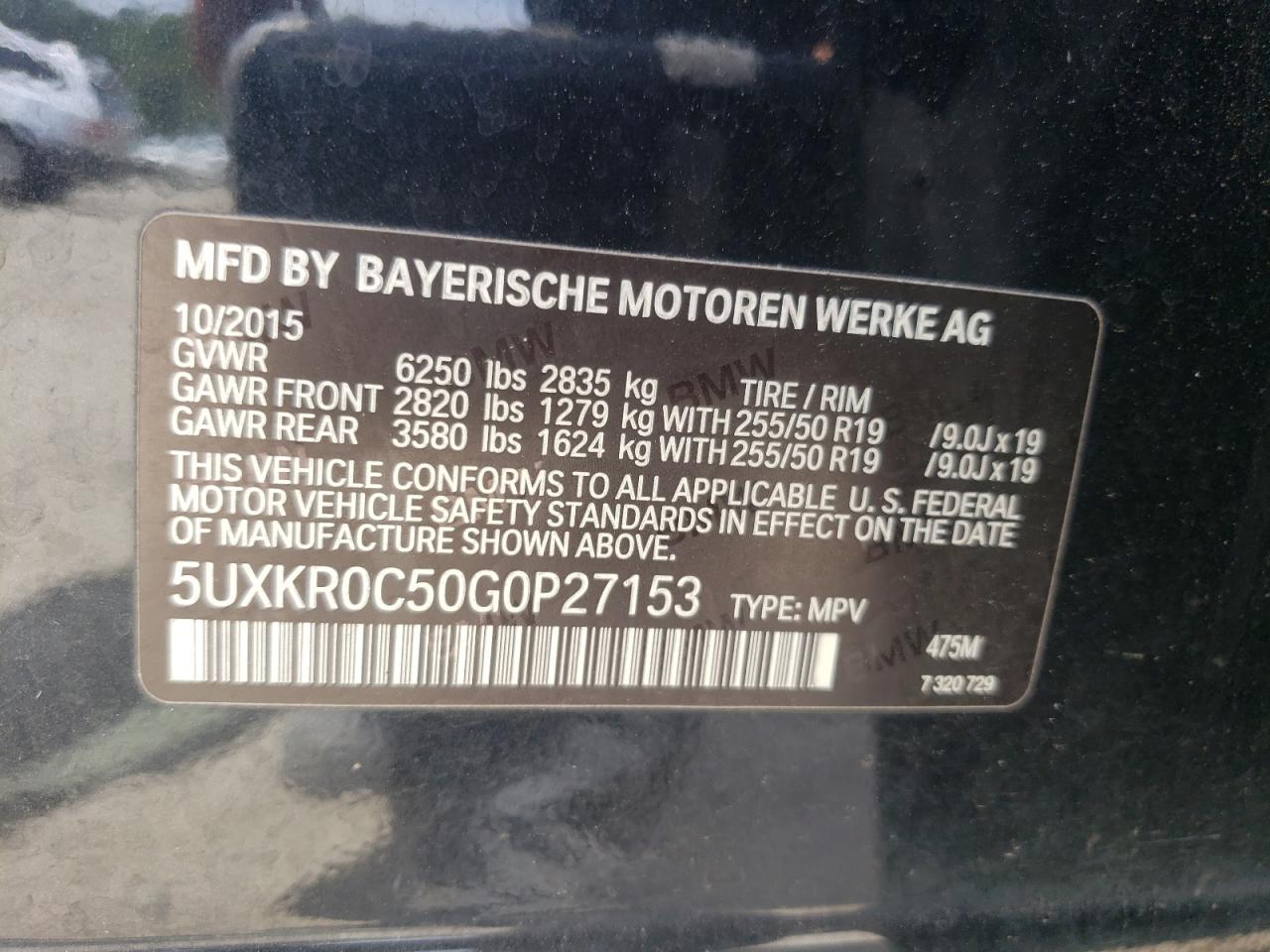 5UXKR0C50G0P27153 2016 BMW X5 xDrive35I