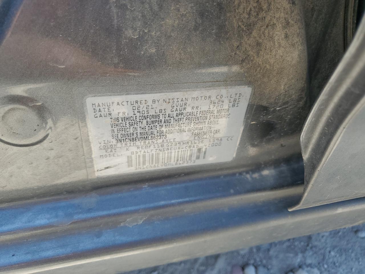 3N1CN8EV0ML862373 NISSAN VERSA 2021