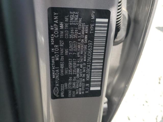 2022 Hyundai Tucson Blue VIN: KM8JBCA13NU066397 Lot: 58396844