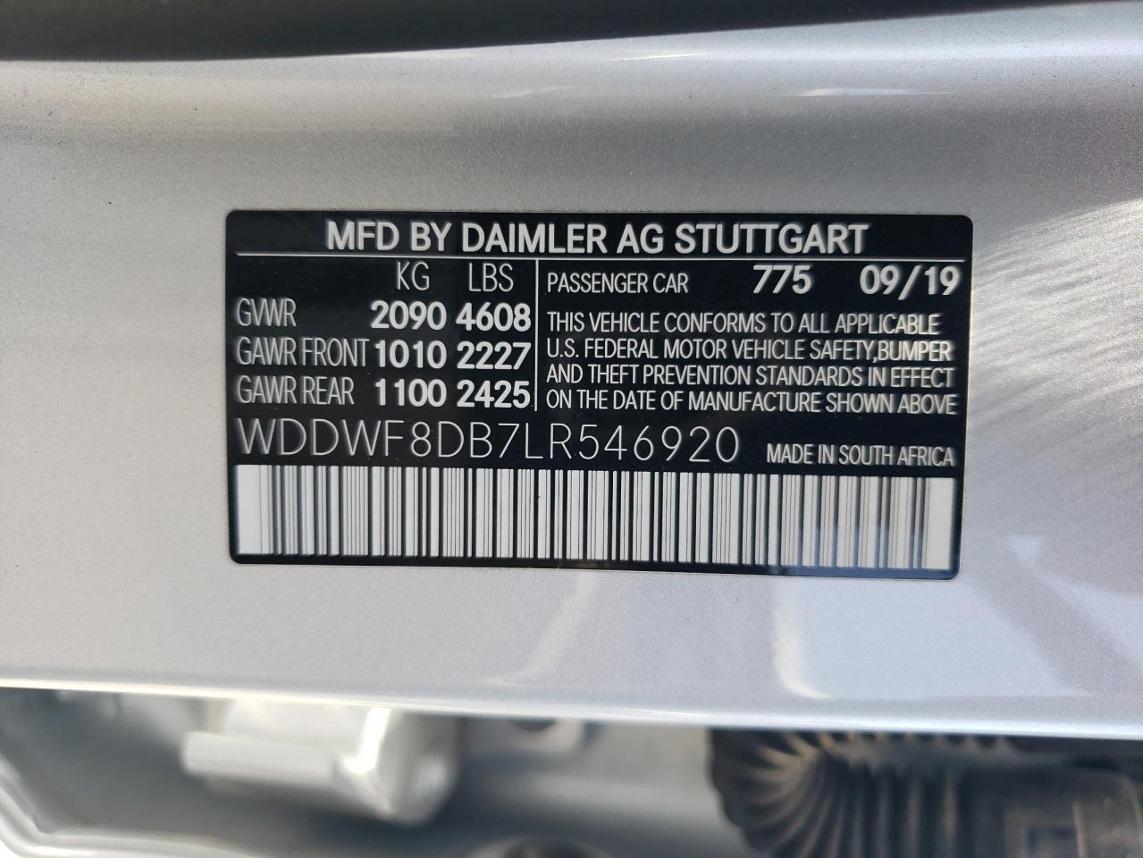 WDDWF8DB7LR546920 2020 Mercedes-Benz C 300