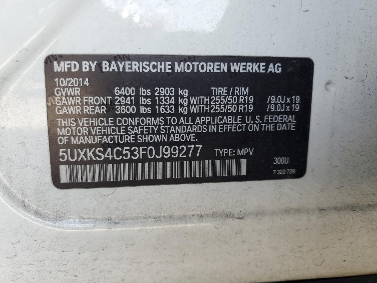 5UXKS4C53F0J99277 2015 BMW X5 xDrive35D