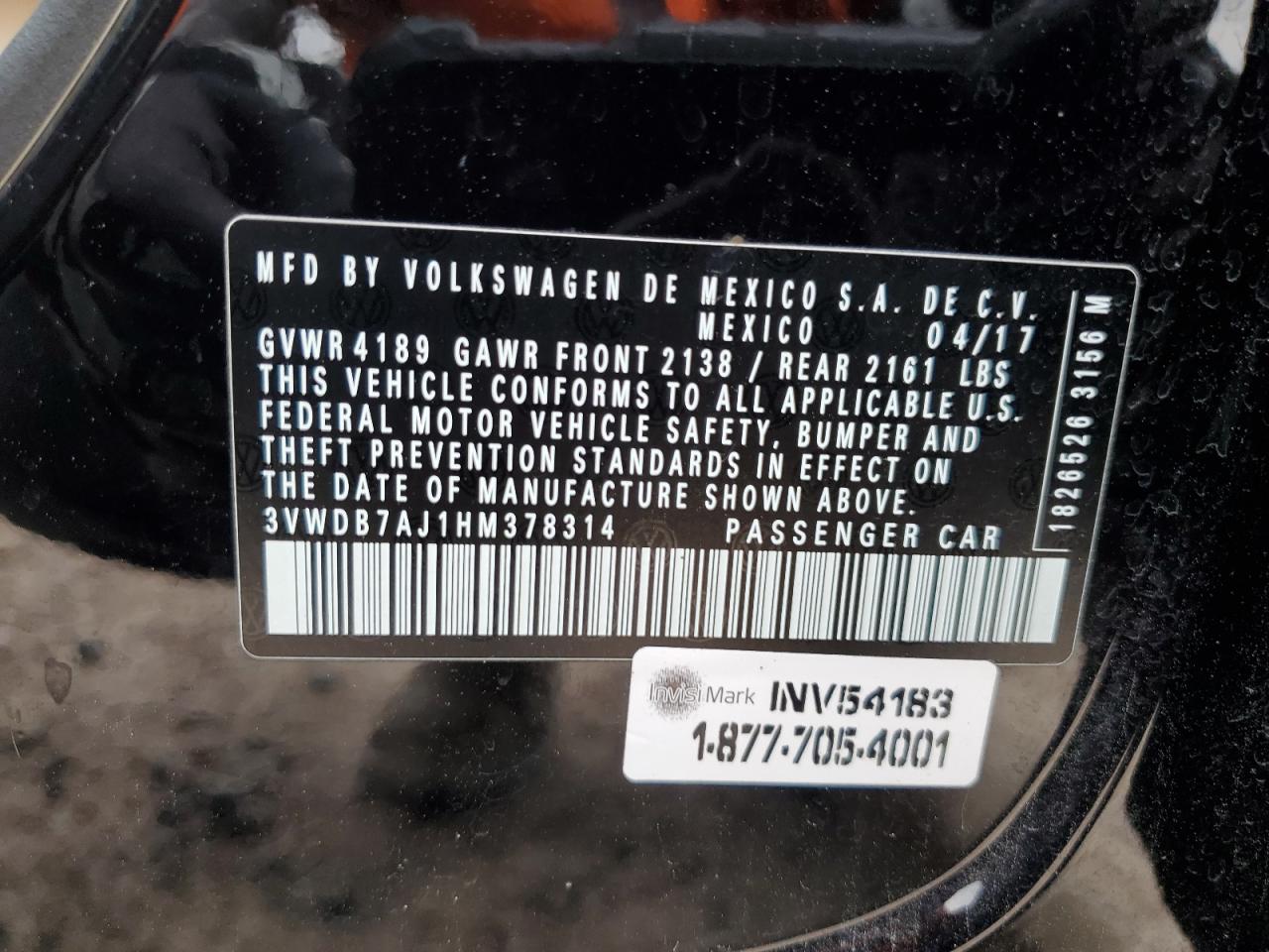 3VWDB7AJ1HM378314 2017 Volkswagen Jetta Se