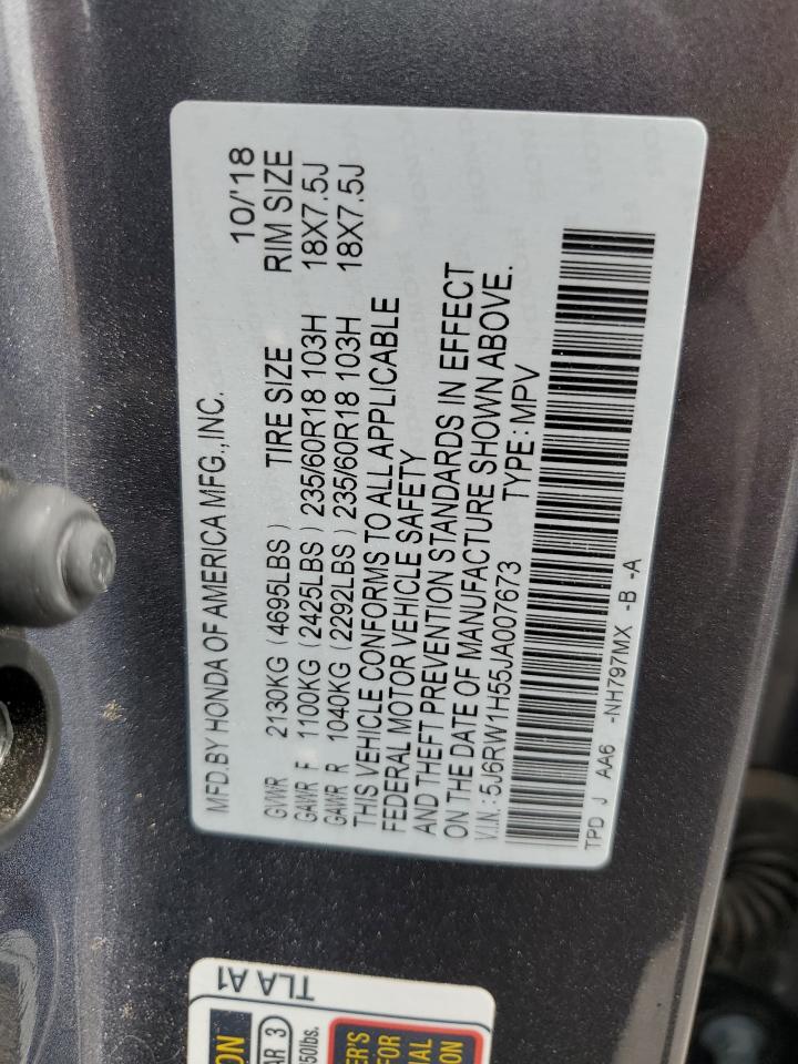 5J6RW1H55JA007673 HONDA CRV 2018