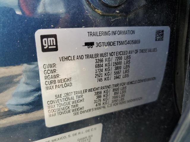 2021 GMC Sierra K1500 Slt VIN: 3GTU9DET5MG405869 Lot: 57878684