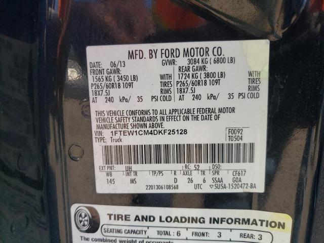 2013 Ford F150 Supercrew VIN: 1FTEW1CM4DKF25128 Lot: 58807494