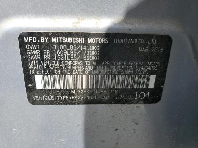 2018 Mitsubishi Mirage G4 Es VIN: ML32F3FJ1JHF12481 Lot: 59373314