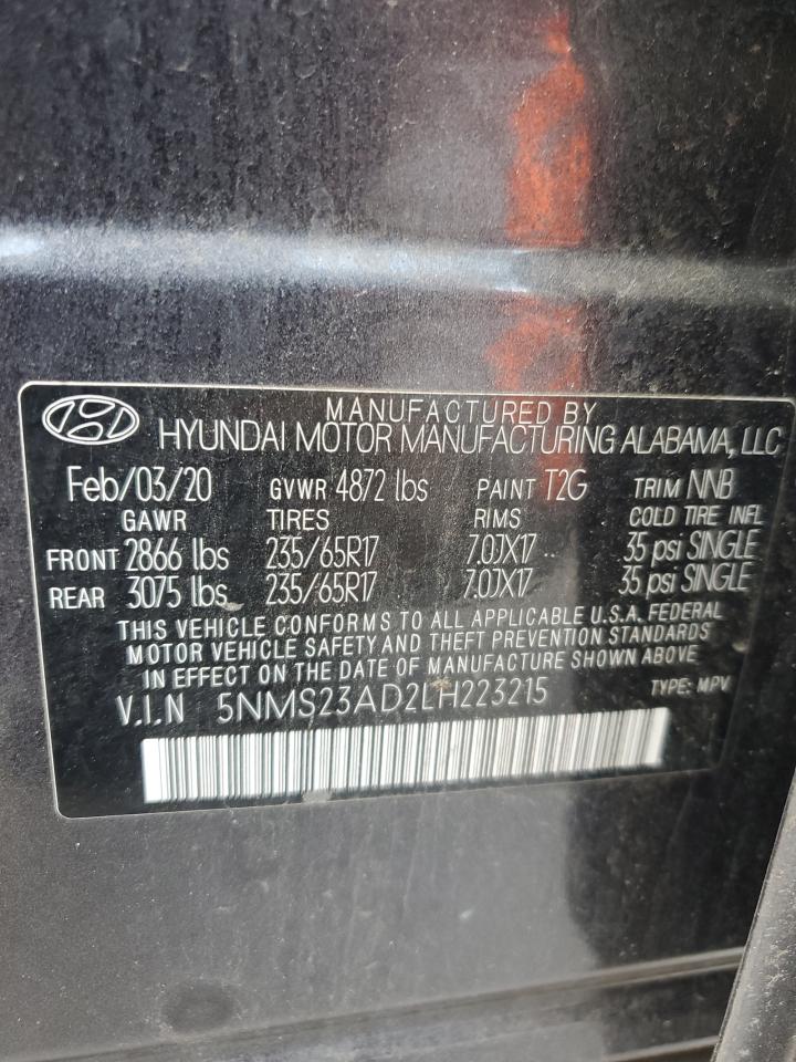 5NMS23AD2LH223215 2020 Hyundai Santa Fe Se