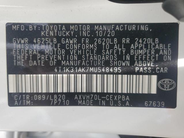 VIN 4T1K31AK7MU548495 2021 Toyota Camry, Xse no.12