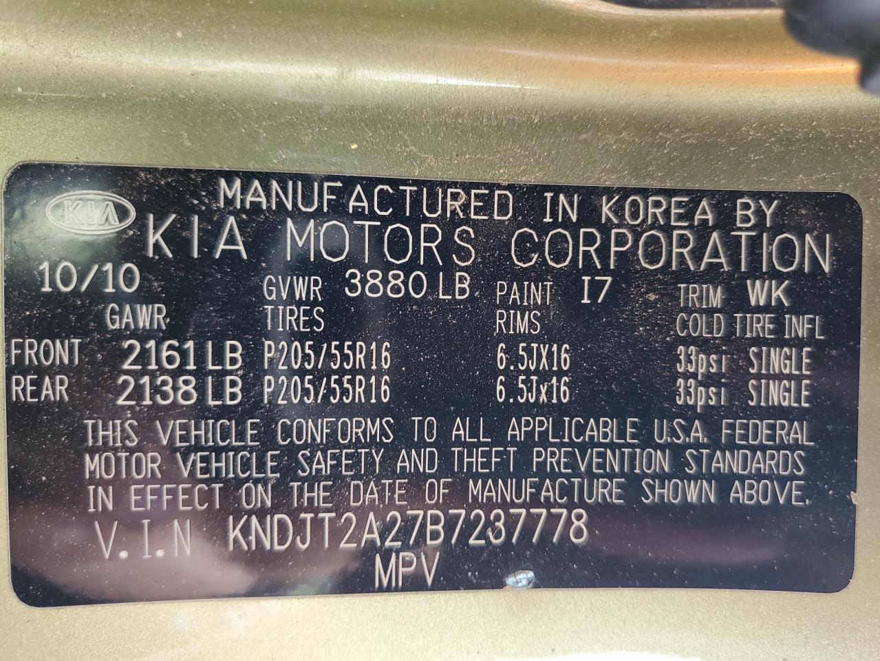 KNDJT2A27B7237778 2011 Kia Soul +