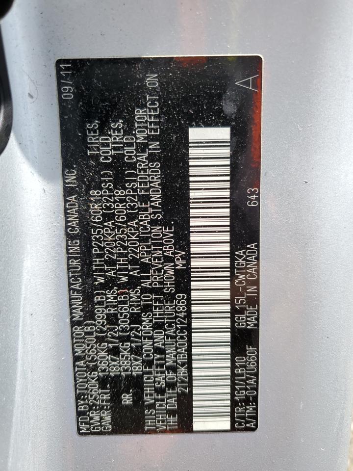 2T2BK1BA0CC124869 2012 Lexus Rx 350