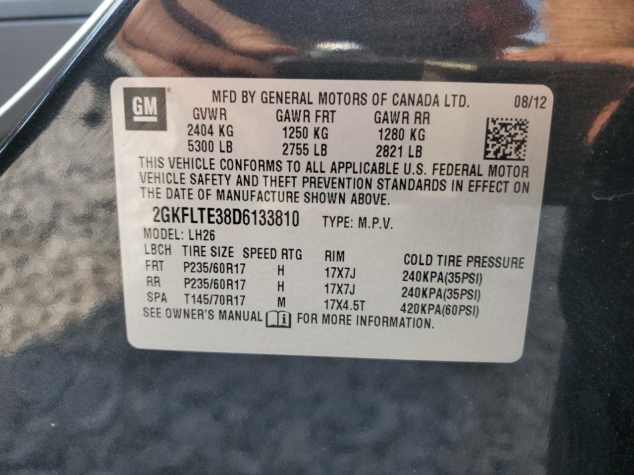 2GKFLTE38D6133810 2013 GMC Terrain Sle