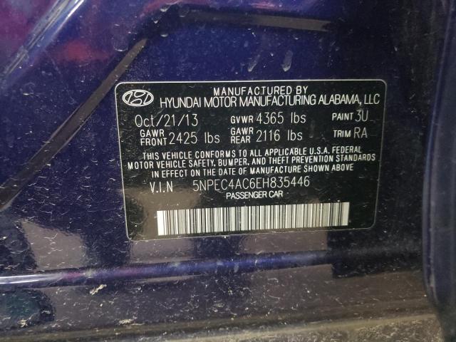 2014 Hyundai Sonata Se VIN: 5NPEC4AC6EH835446 Lot: 59879404
