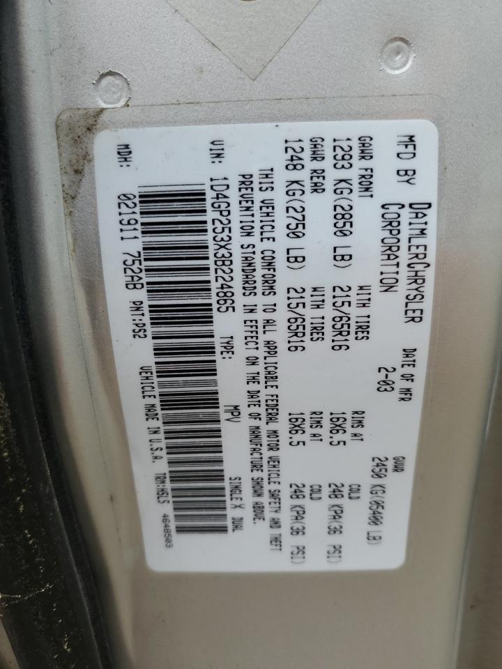 1D4GP253X3B224865 2003 Dodge Caravan Se