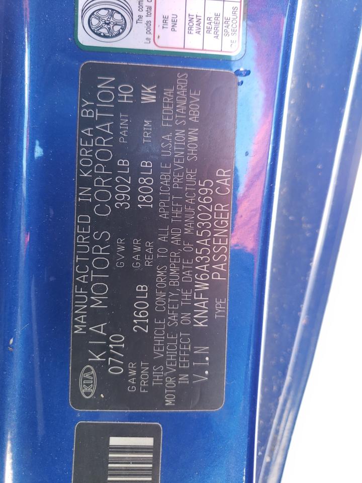KNAFW6A35A5302695 2010 Kia Forte Sx