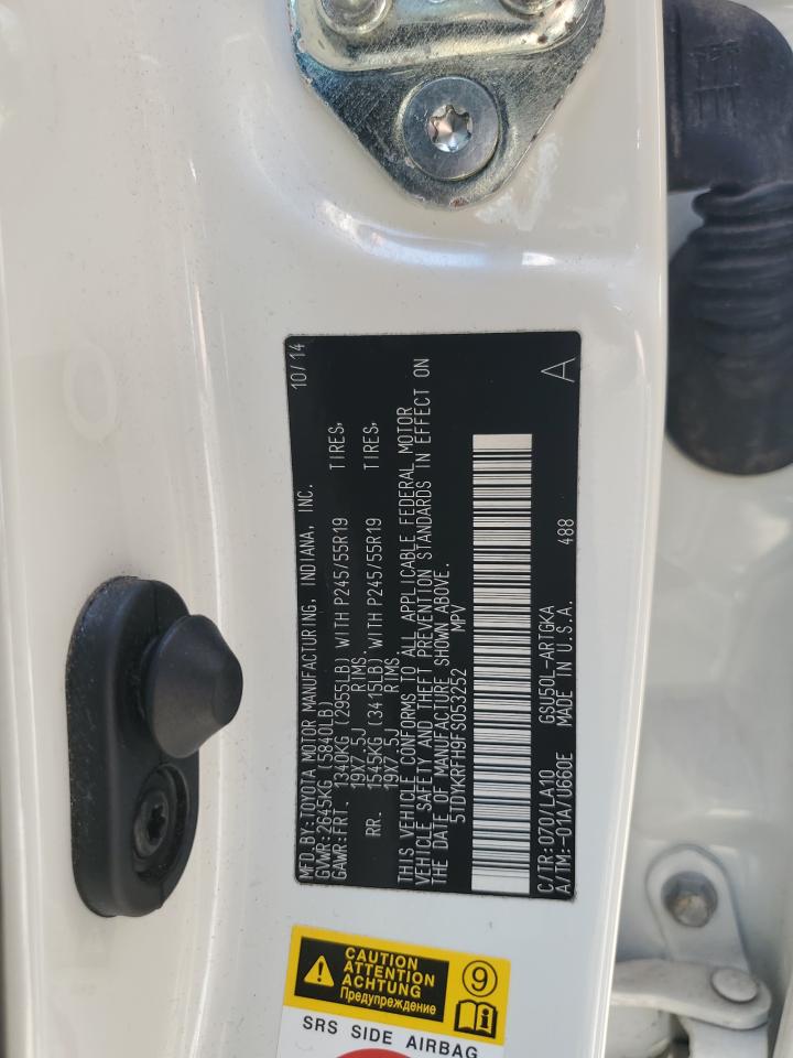 5TDYKRFH9FS053252 2015 Toyota Highlander Limited