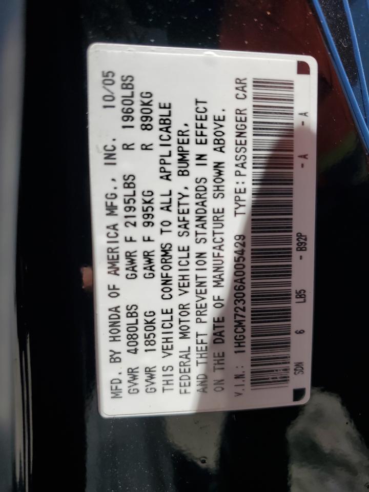 1HGCM72306A005429 2006 Honda Accord Lx