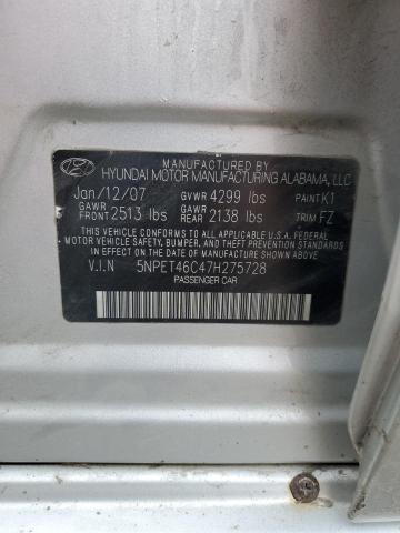 2007 Hyundai Sonata Gls VIN: 5NPET46C47H275728 Lot: 61053774