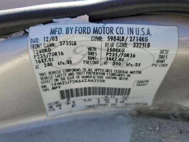 2004 Ford Explorer Xls VIN: 1FMZU72K64ZA62258 Lot: 58808754