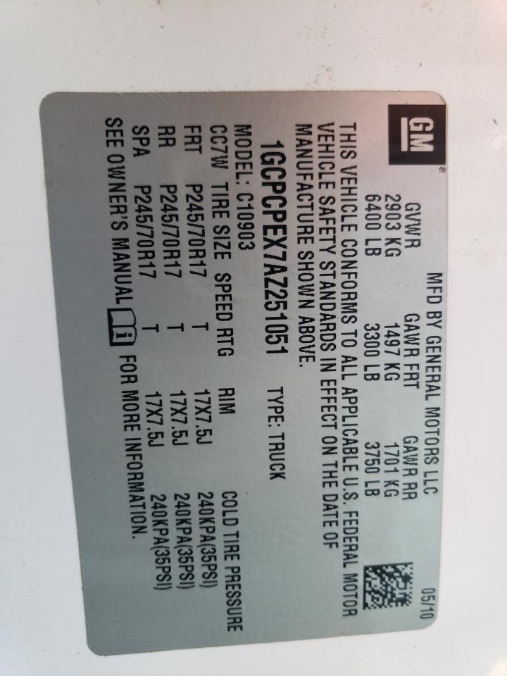 1GCPCPEX7AZ251051 2010 Chevrolet Silverado C1500