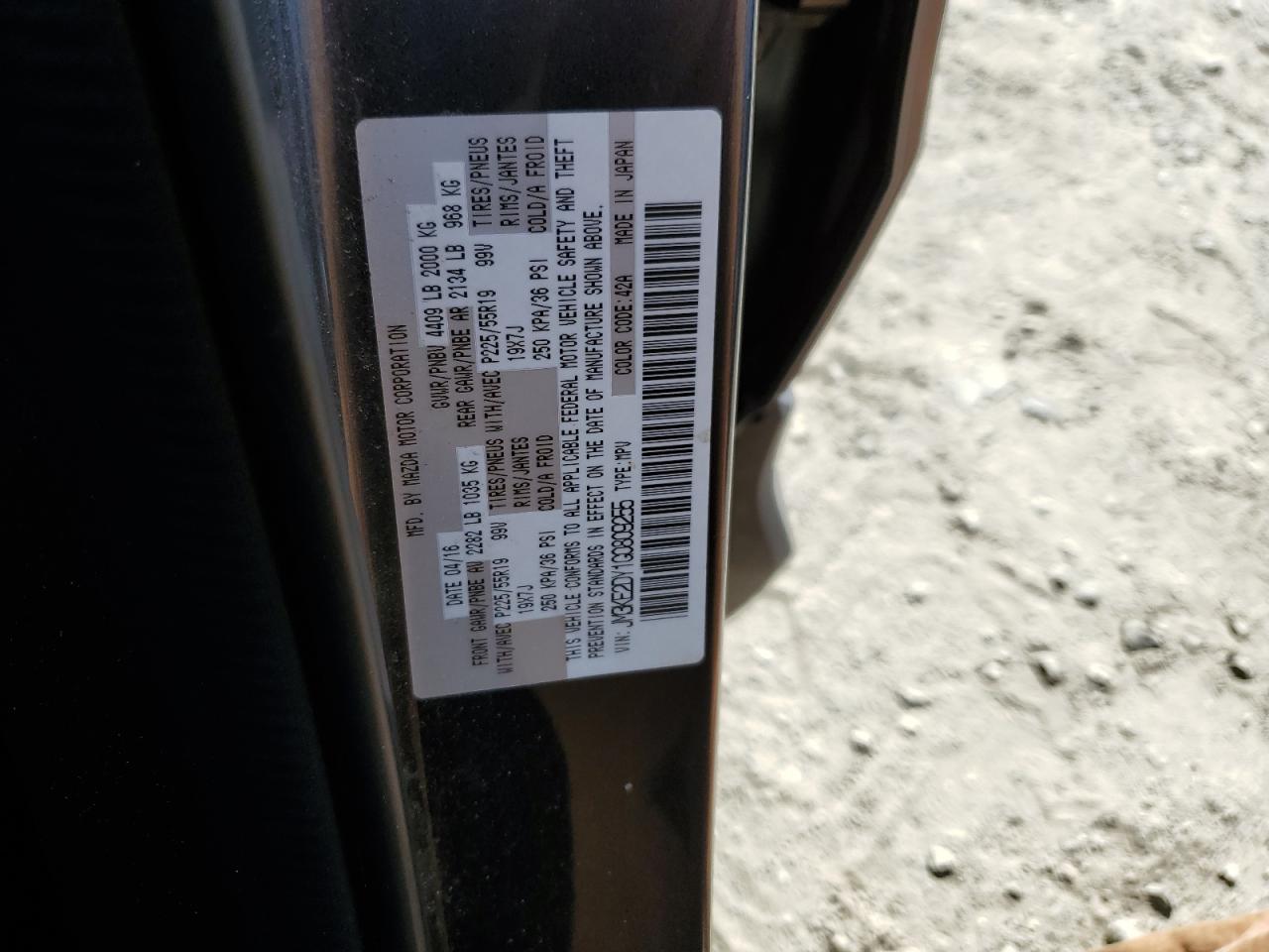 JM3KE2DY1G0809255 2016 Mazda Cx-5 Gt