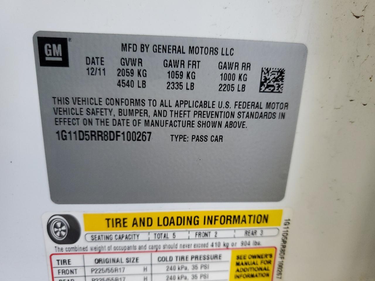 1G11D5RR8DF100267 2013 Chevrolet Malibu 1Lt