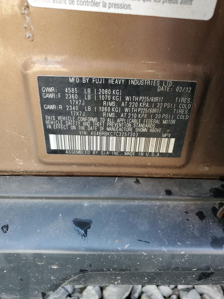 4S4BRBKC7C3257303 2012 Subaru Outback 2.5I Limited