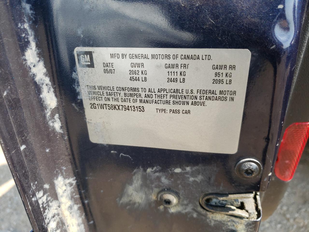 2G1WT58KX79413153 2007 Chevrolet Impala Lt