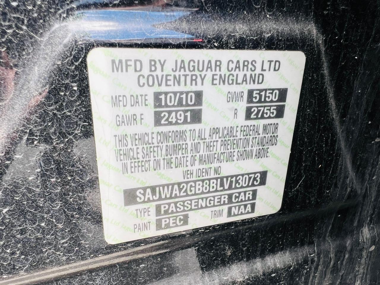 SAJWA2GB8BLV13073 2011 Jaguar Xjl