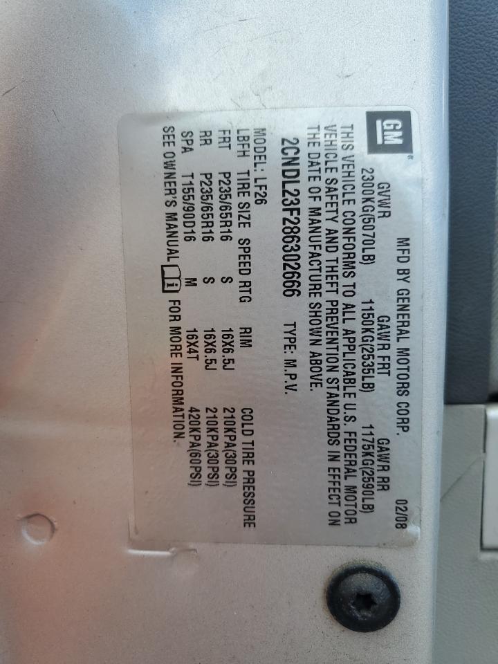 2CNDL23F286302666 2008 Chevrolet Equinox Ls