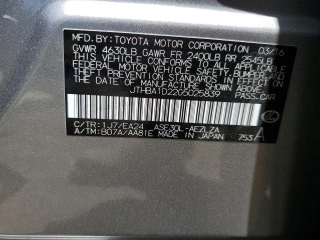 2016 Lexus Is 200T VIN: JTHBA1D22G5025839 Lot: 60795824