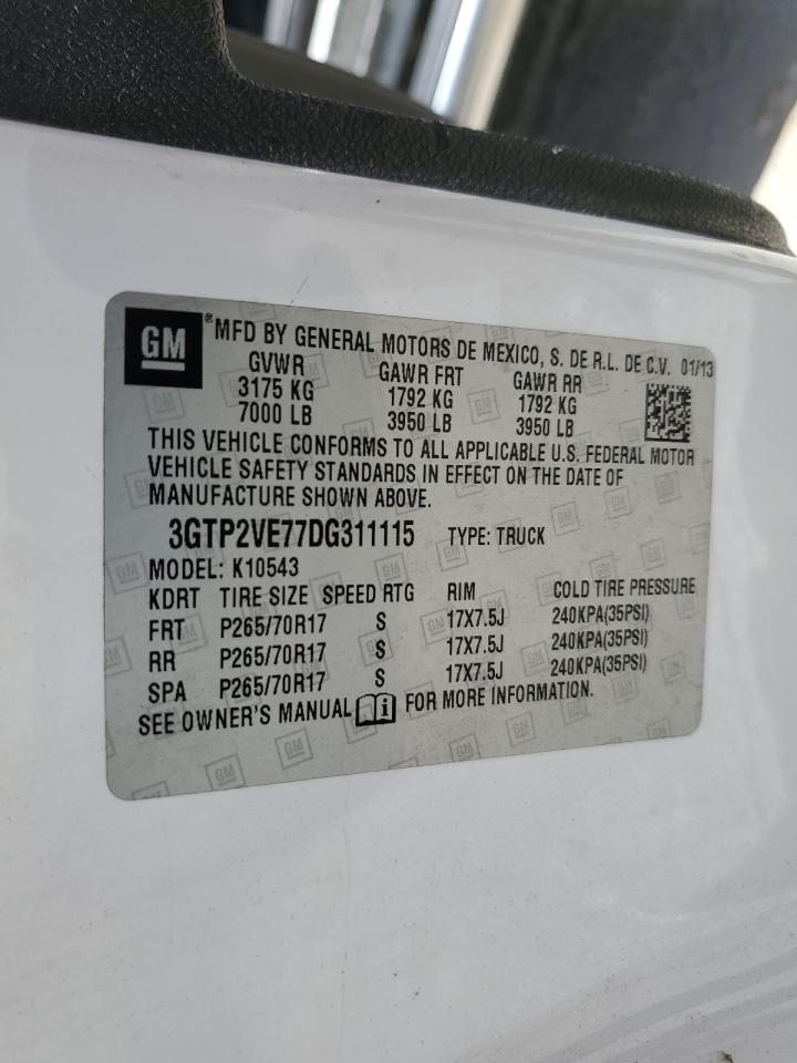 3GTP2VE77DG311115 2013 GMC Sierra K1500 Sle