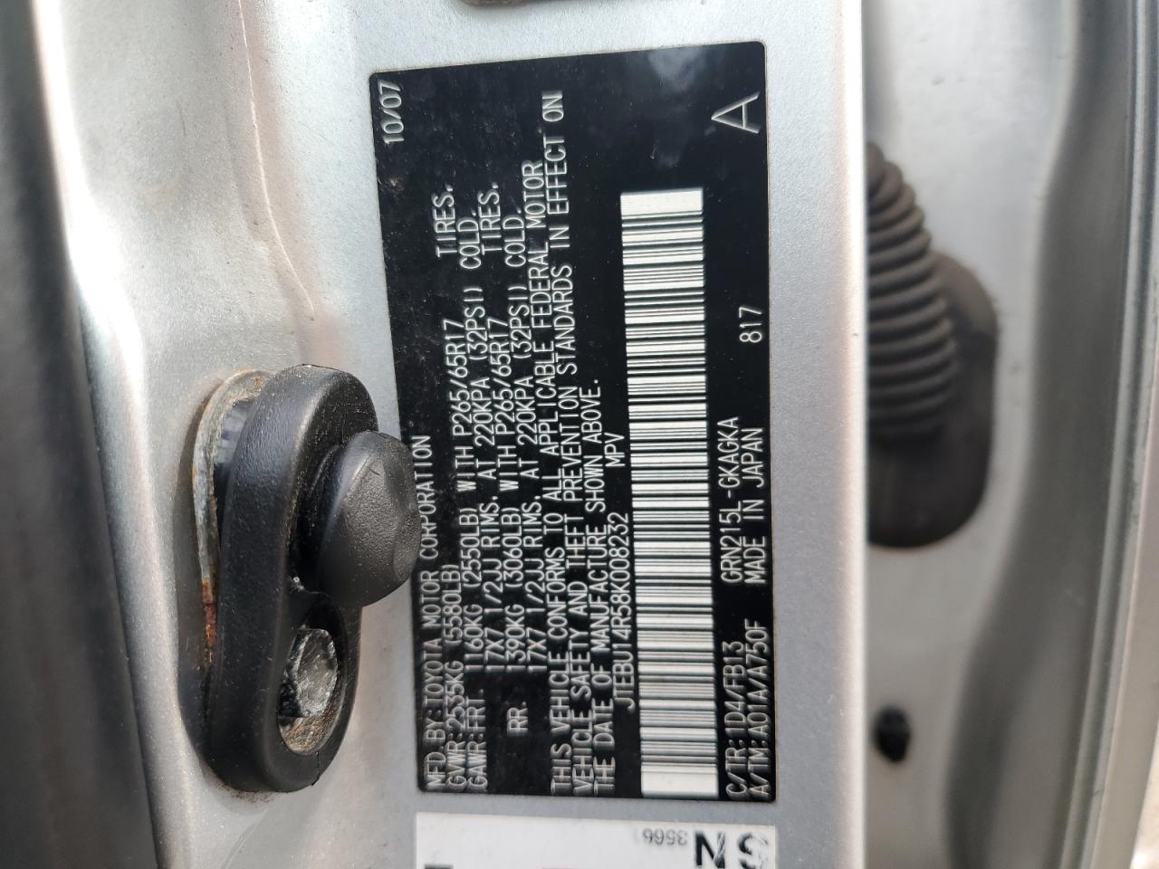 JTEBU14R58K008232 2008 Toyota 4Runner Sr5