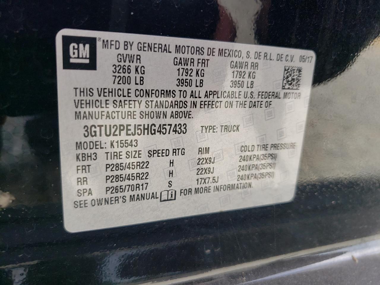 3GTU2PEJ5HG457433 2017 GMC Sierra K1500 Denali