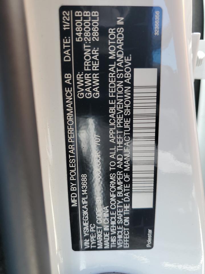 YSMEG3KA1PL143688 2023 Polestar 2