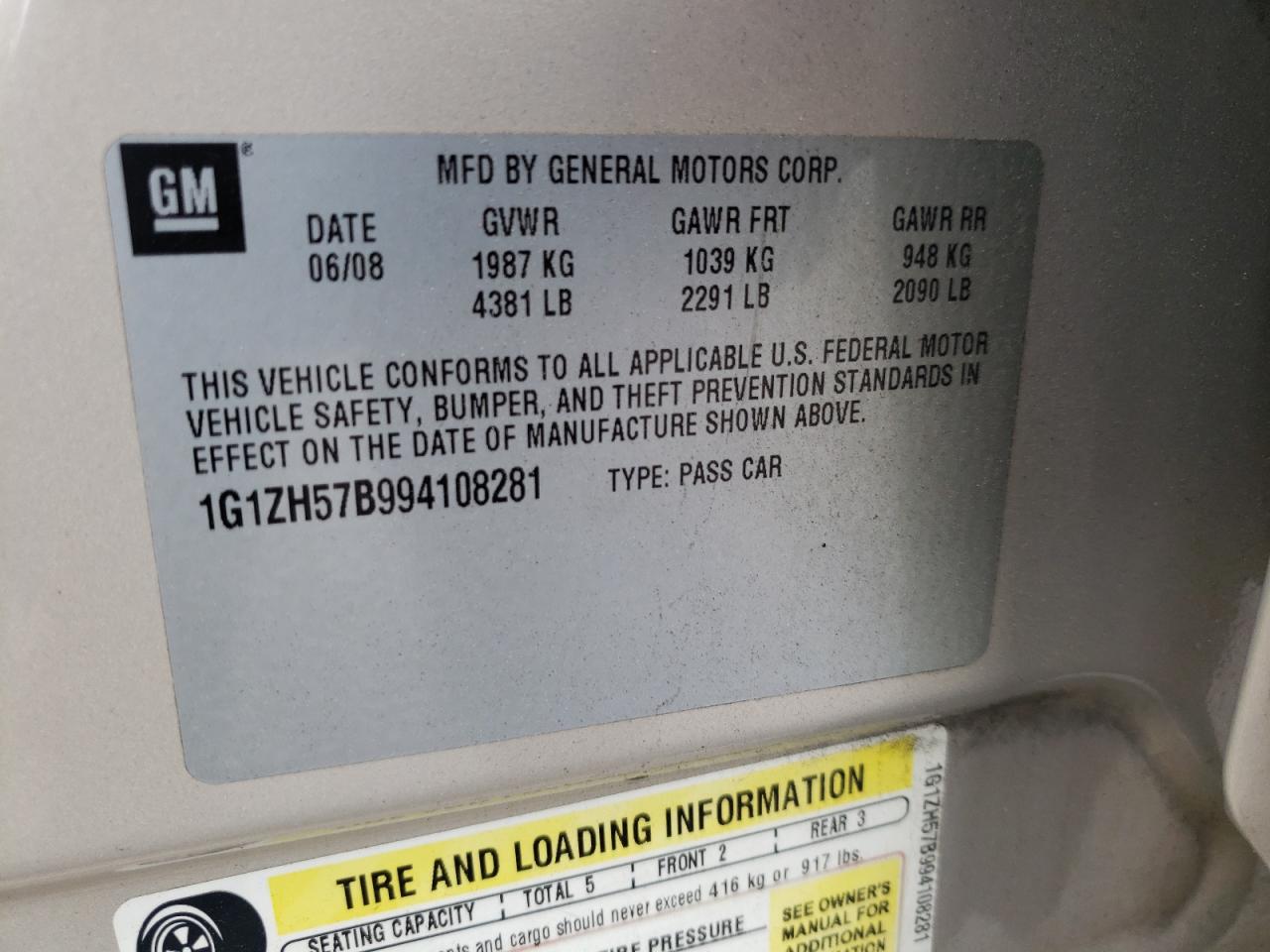 1G1ZH57B994108281 2009 Chevrolet Malibu 1Lt