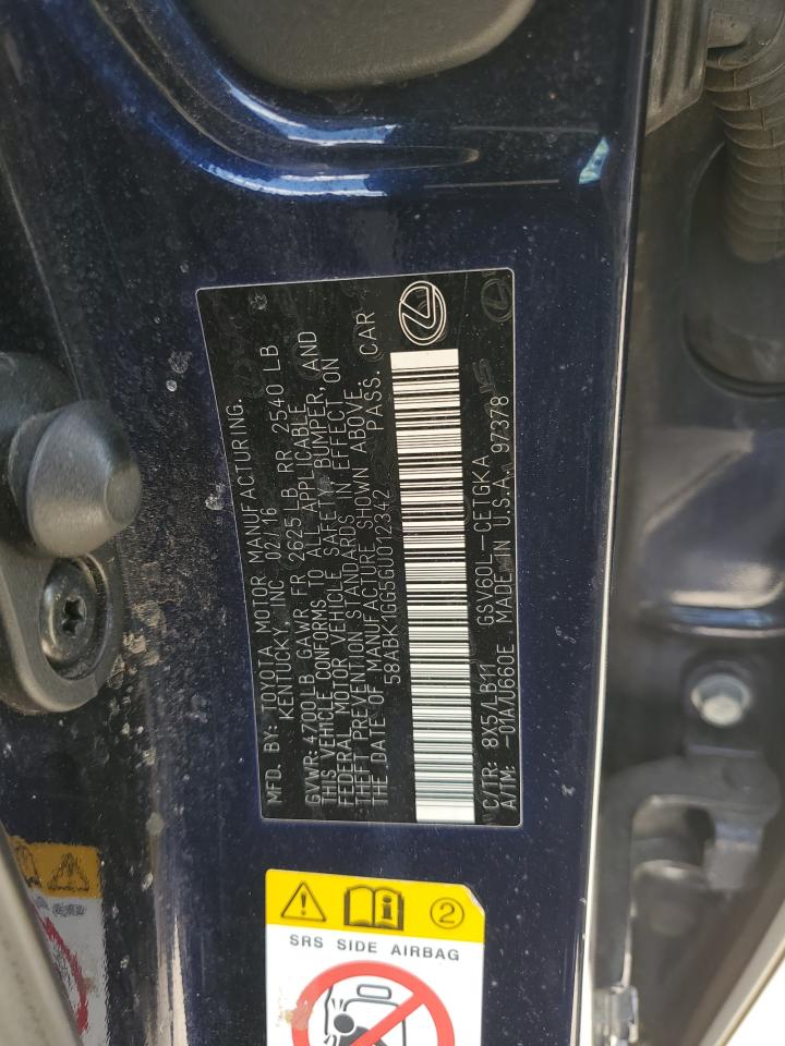 58ABK1GG5GU012342 2016 Lexus Es 350