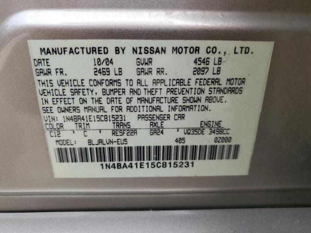 2005 Nissan Maxima Se VIN: 1N4BA41E15C815231 Lot: 57356274