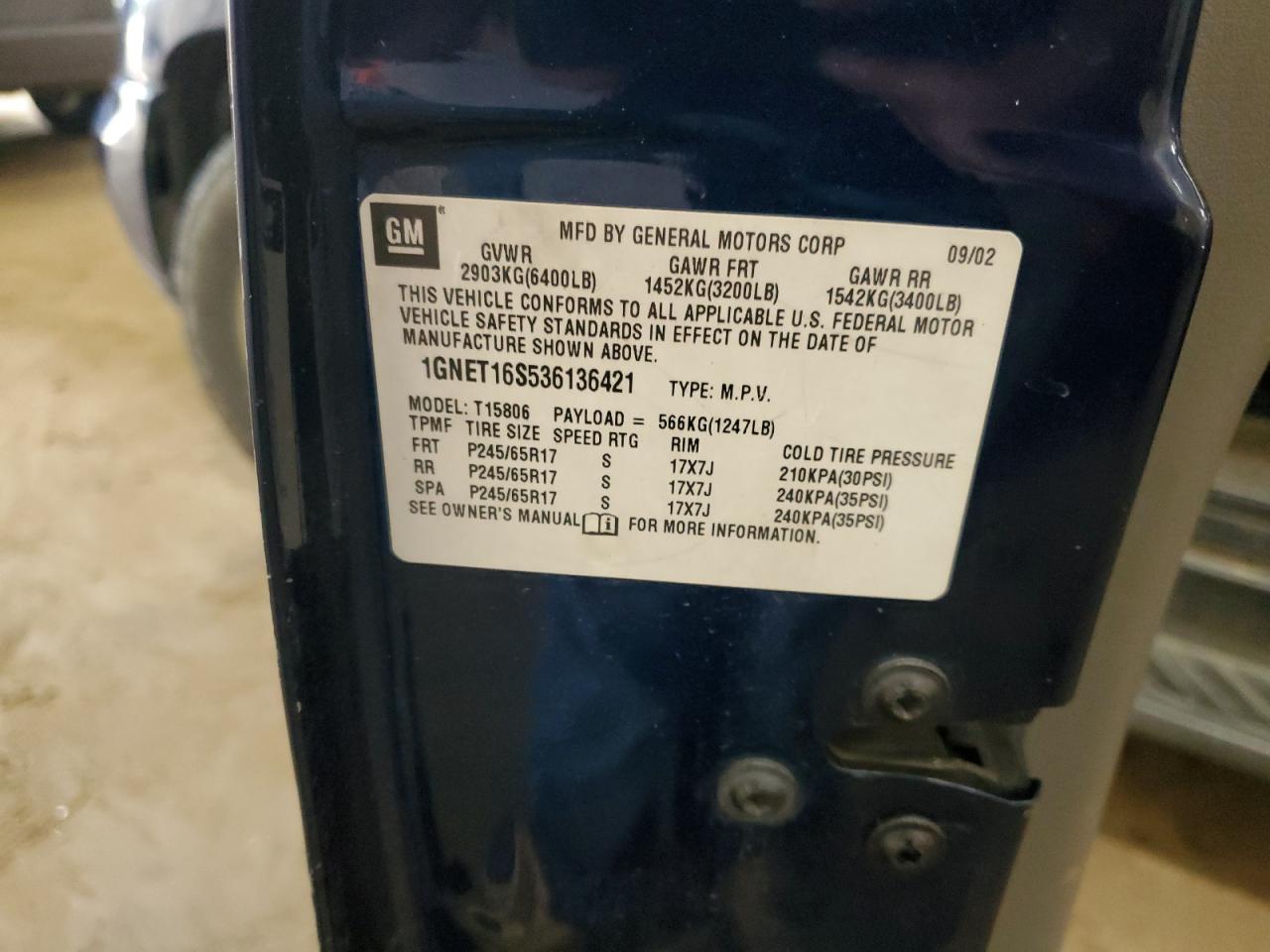 1GNET16S536136421 2003 Chevrolet Trailblazer Ext