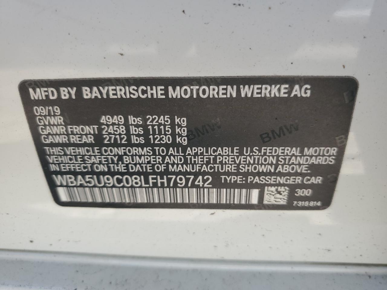 WBA5U9C08LFH79742 2020 BMW M340Xi