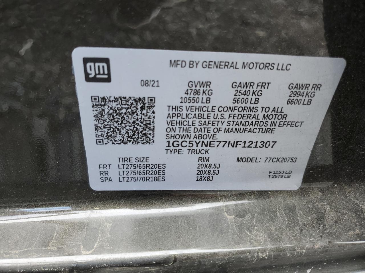 1GC5YNE77NF121307 2022 Chevrolet Silverado K2500 Heavy Duty Lt