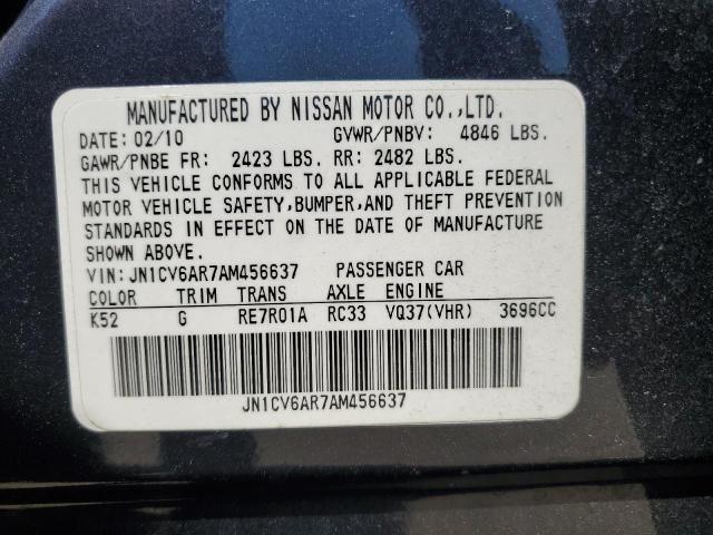 2010 Infiniti G37 VIN: JN1CV6AR7AM456637 Lot: 59265714