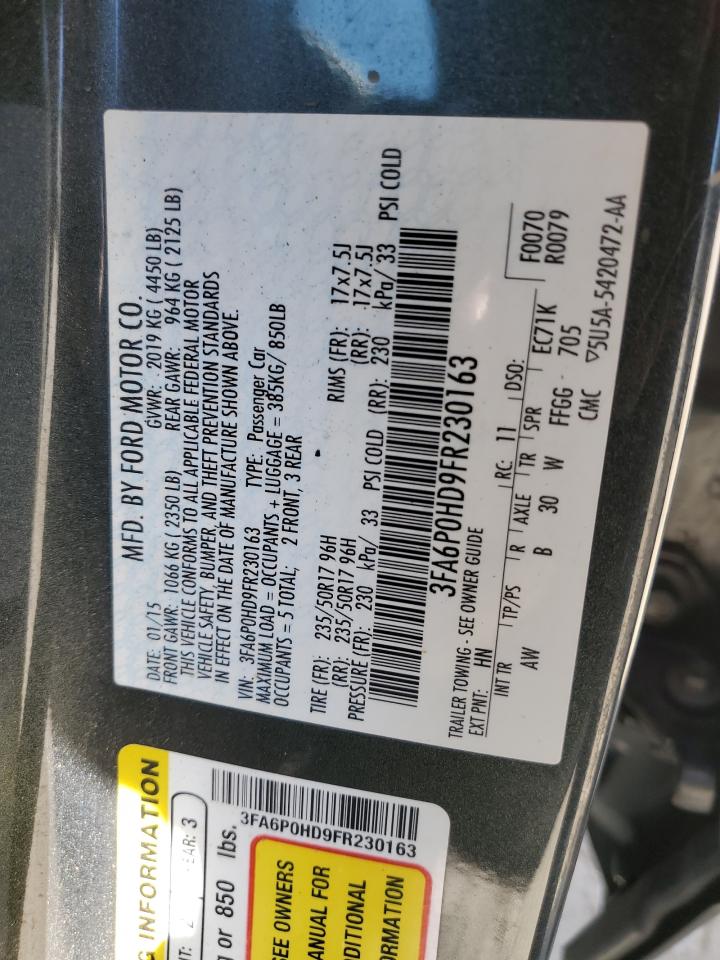 3FA6P0HD9FR230163 2015 Ford Fusion Se